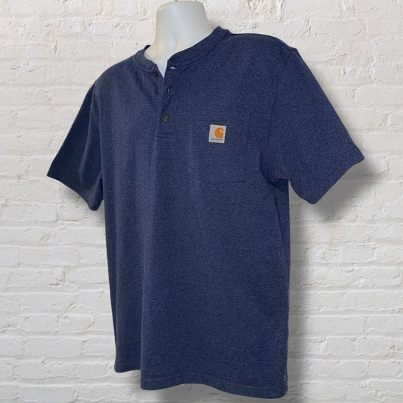 Carhartt Other - Carhartt K84 Men’s Henley Shirt Medium Blue Pocket Tee Loose Fit